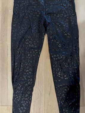 Black Animal Print Leggings 4” High Waistband for Tummy Control, W/Pockets